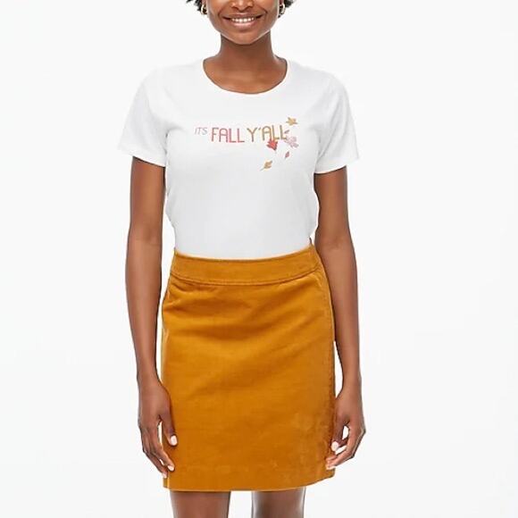 NWT J. Crew White "It's Fall Y'All" Everyday Crewneck Tee - Picture 6 of 12